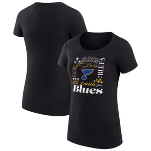 Women's G-III 4Her by Carl Banks Black St. Louis Blues Collage Team Graphic Fitted T-Shirt