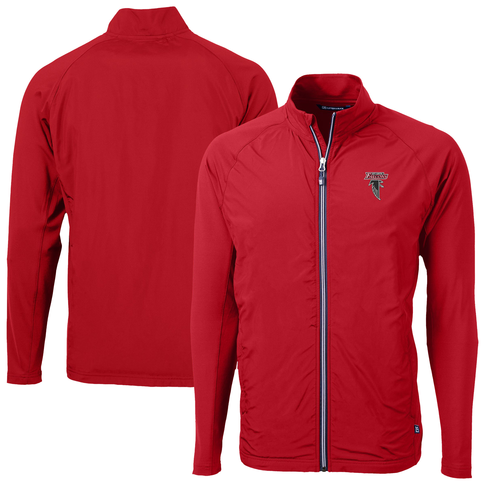 Men's Cutter & Buck Red Atlanta Falcons Adapt Eco Knit Hybrid Recycled Raglan Full-Zip Jacket
