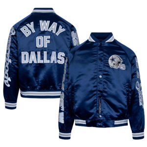 Unisex By Way of Dallas  Navy Dallas Cowboys Reflective EIAS Satin Varsity Full-Snap Jacket