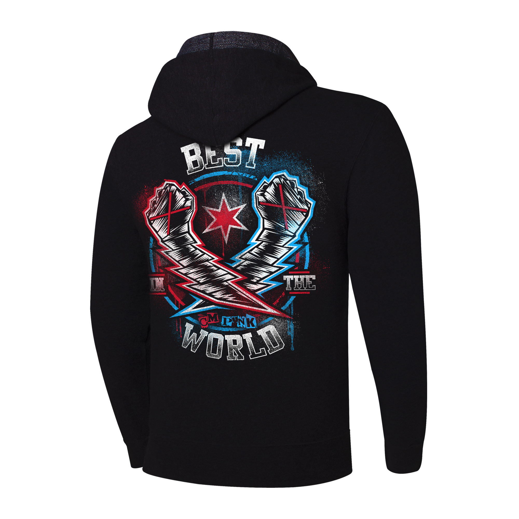 Men's Black CM Punk Lightning Fists Full-Zip Hoodie - Image 12