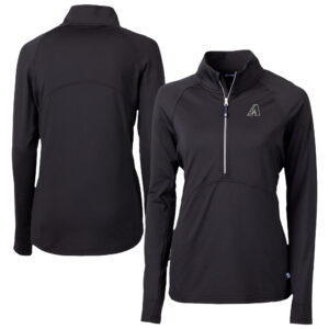 Women's Cutter & Buck Black Arizona Diamondbacks Adapt Eco Knit Stretch Recycled Half-Zip DryTec Top