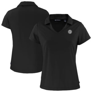 Women's Cutter & Buck Black Washington Nationals Daybreak Eco Recycled V-Neck Polo