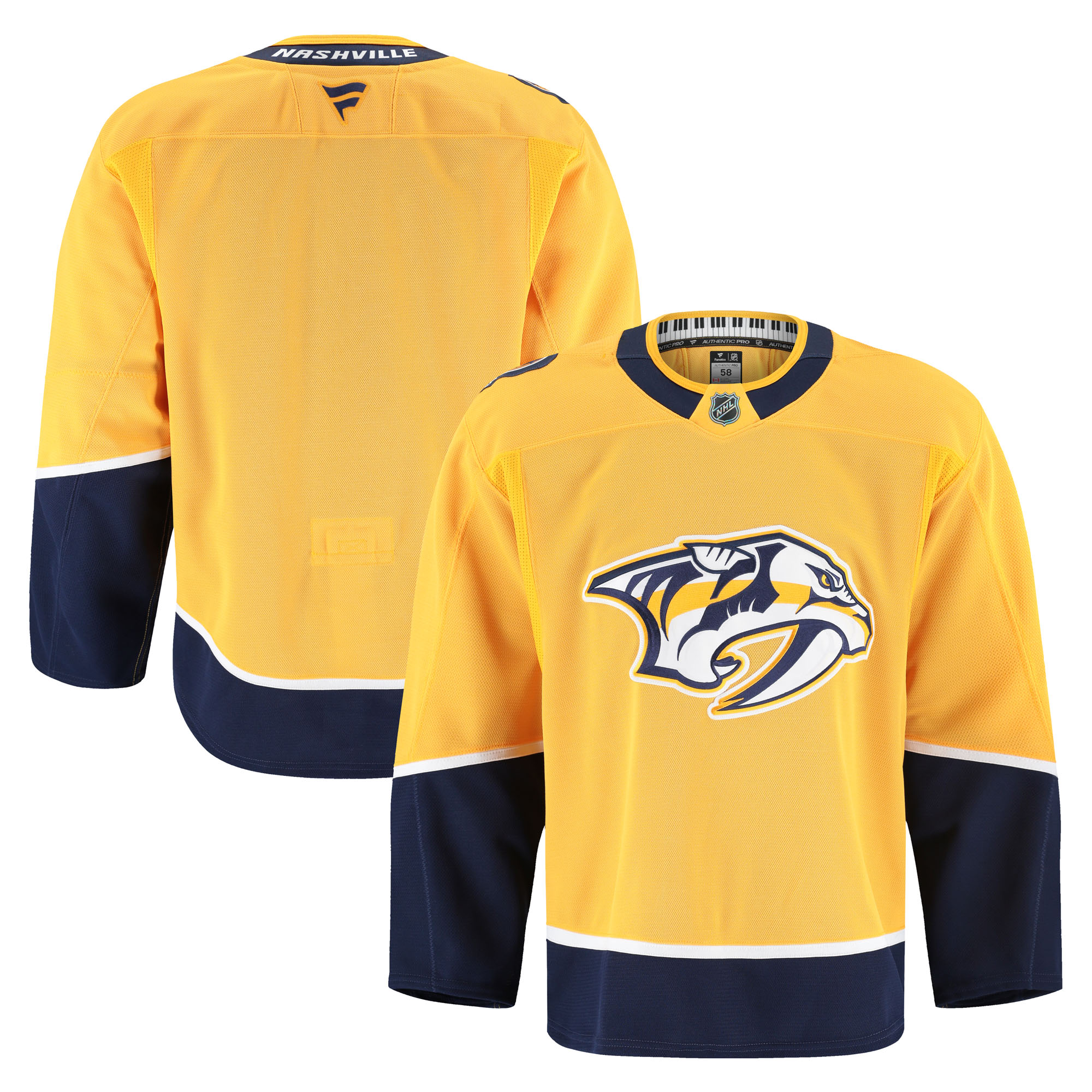 Men's Fanatics Yellow Nashville Predators Home Authentic Pro Jersey