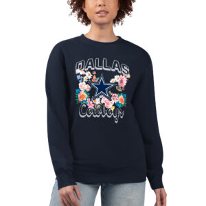 Women's G-III 4Her by Carl Banks  Navy Dallas Cowboys Flower Logo Graphic Fleece Pullover Sweatshirt