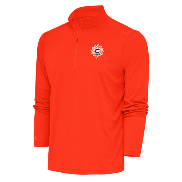 Men's Antigua Orange Connecticut Sun Tribute Quarter-Zip Jacket