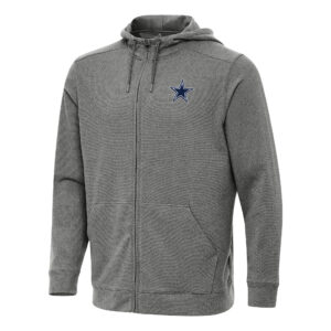 Men's Antigua Heather Black Dallas Cowboys Effortless Full-Zip Hoodie
