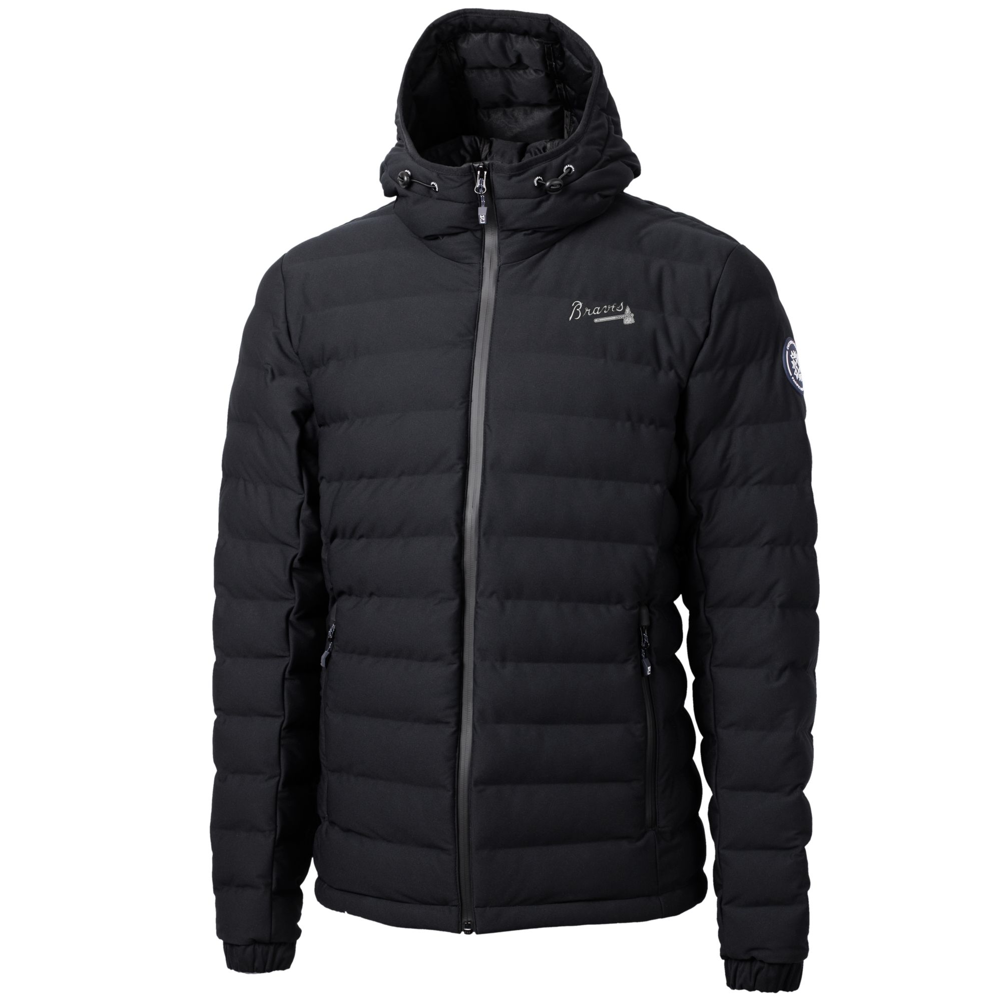 Men's Cutter & Buck Black Atlanta Braves Mission Ridge Repreve® Eco Insulated Full-Zip Hoodie Puffer Jacket - Image 3