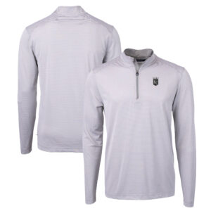 Men's Cutter & Buck Gray/White Kansas City Royals Big & Tall Virtue Eco Pique Micro Stripe Quarter-Zip Jacket