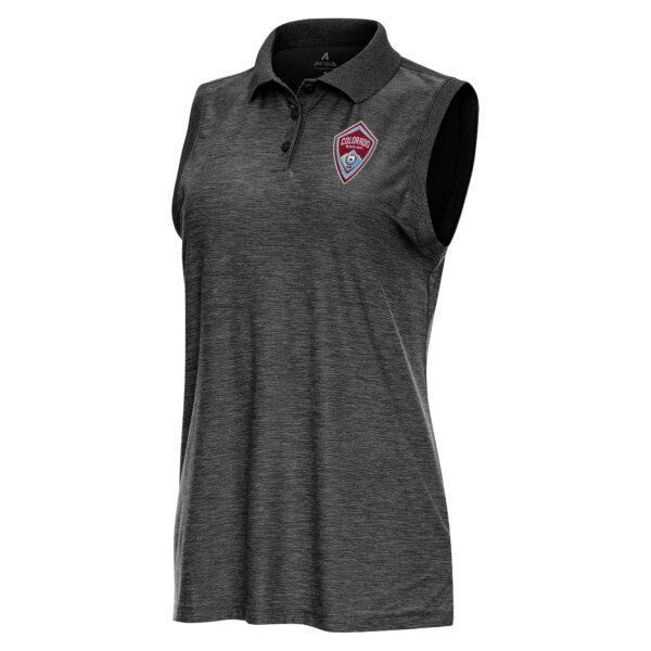 Women's Antigua Heather Black Colorado Rapids Recap Sleeveless Polo