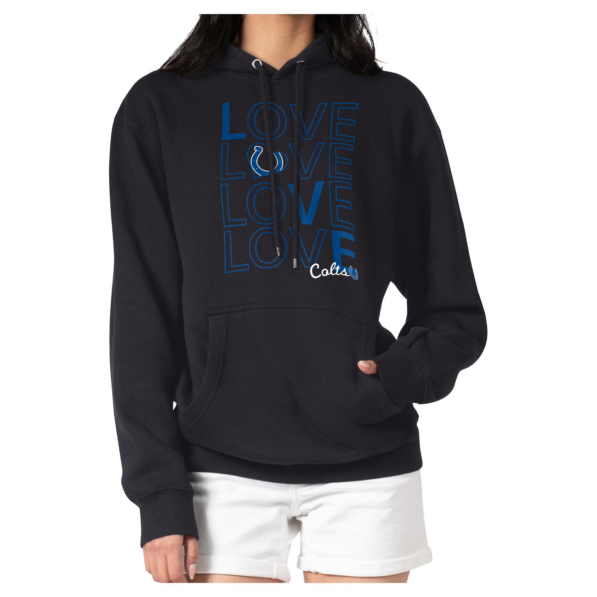 Women's G-III 4Her by Carl Banks Black Indianapolis Colts Love Team Fleece Tri-Blend Pullover Hoodie