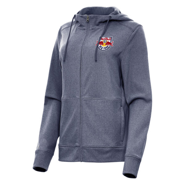 Women's Antigua Heather Navy New York Red Bulls Seeker Full-Zip Hoodie