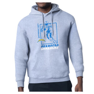 Men's Starter Heather Gray Los Angeles Chargers Player Grid Pullover Hoodie