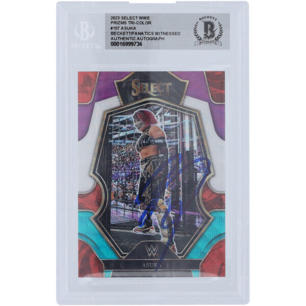 Asuka WWE Autographed 2023 Panini Select Tri-Color Prizm #157 Beckett Fanatics Witnessed Authenticated Card