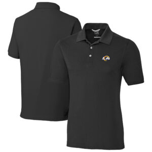 Men's Cutter & Buck Black Los Angeles Rams Advantage Eco Pique DryTec Tri-Blend Polo