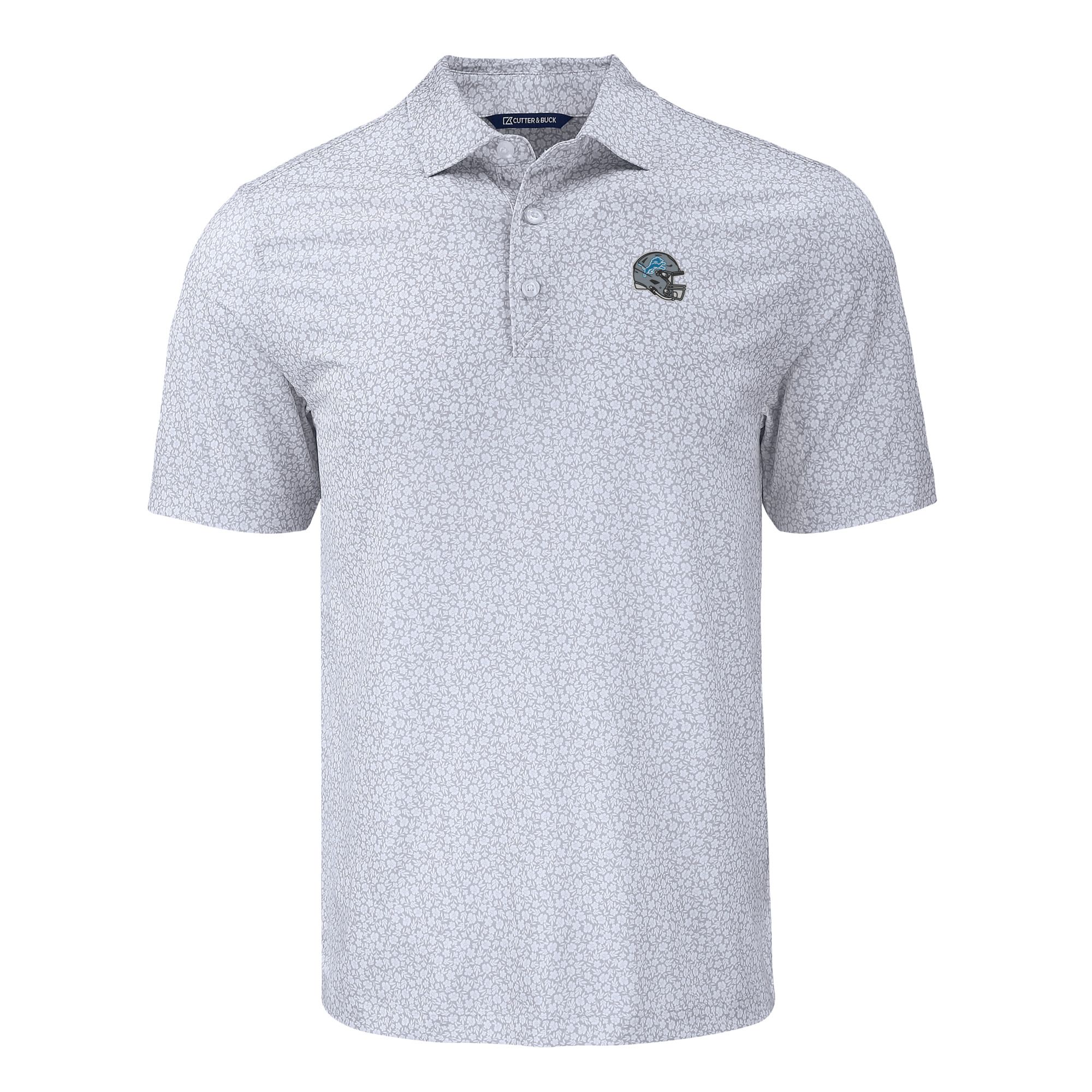 Men's Cutter & Buck Gray Detroit Lions Pike Eco Flora Print Polo - Image 6