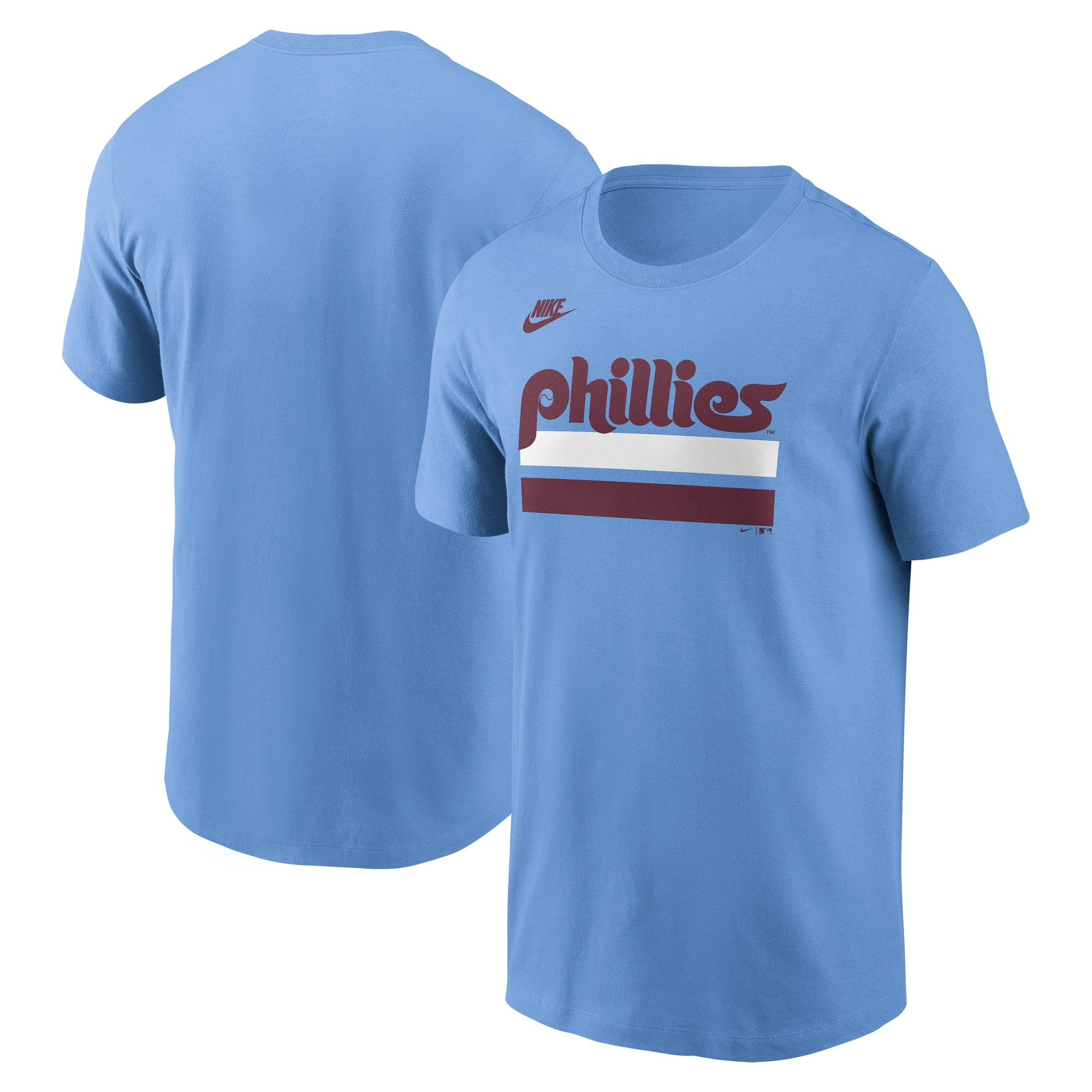 Men's Nike Light Blue Philadelphia Phillies Two Bar Cooperstown Collection Wordmark T-Shirt