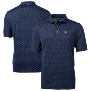 Men's Cutter & Buck  Navy Toronto Blue Jays Virtue Eco Pique Tile Recycled Polo