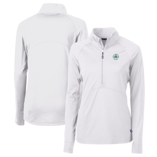 Women's 2025 U.S. Women's Open Cutter & Buck White Adapt Eco Knit Stretch Recycled DryTec Raglan Half-Zip Top