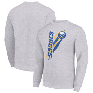 Men's Starter Heather Gray Buffalo Sabres  Color Scratch Pullover Sweatshirt