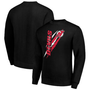 Men's Starter Black New Jersey Devils  Color Scratch Pullover Sweatshirt