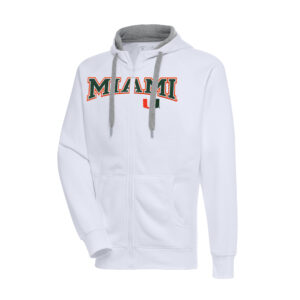 Men's Antigua White Miami Hurricanes Big & Tall Victory Full-Zip Hoodie