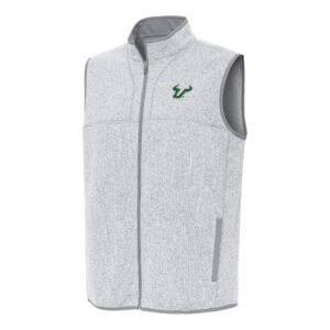 Men's Antigua Heather Gray South Florida Bulls Fortune Full-Zip Vest