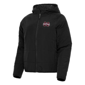 Women's Antigua Black Mississippi State Bulldogs Universe Full-Zip Puffer Jacket