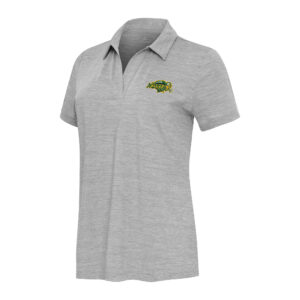 Women's  Antigua Heather Gray NDSU Bison Layout V-Neck Polo
