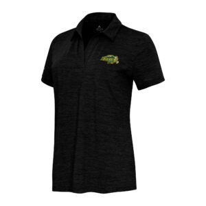 Women's  Antigua Heather Black NDSU Bison Layout V-Neck Polo
