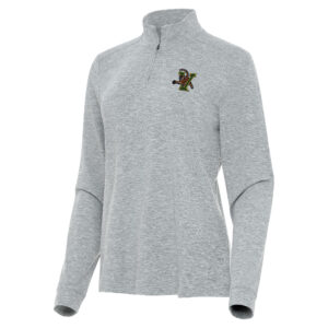 Women's Antigua  Heather Gray Vermont Catamounts Mentor Long Sleeve Quarter-Zip Mock Polo