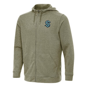Men's Antigua Olive Seattle Kraken Effortless Full-Zip Hoodie Jacket