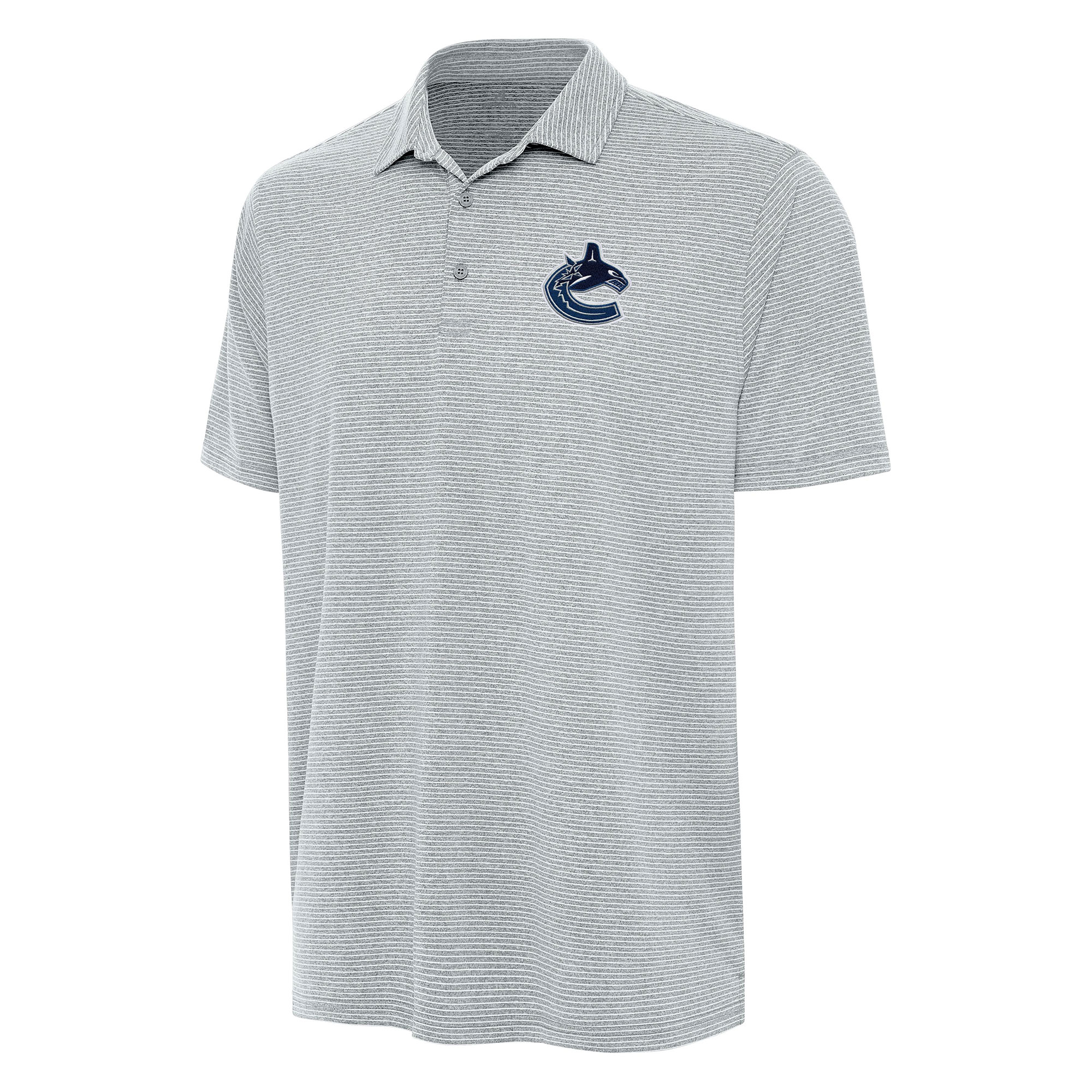 Men's Antigua Heather Gray Vancouver Canucks Scheme Polo