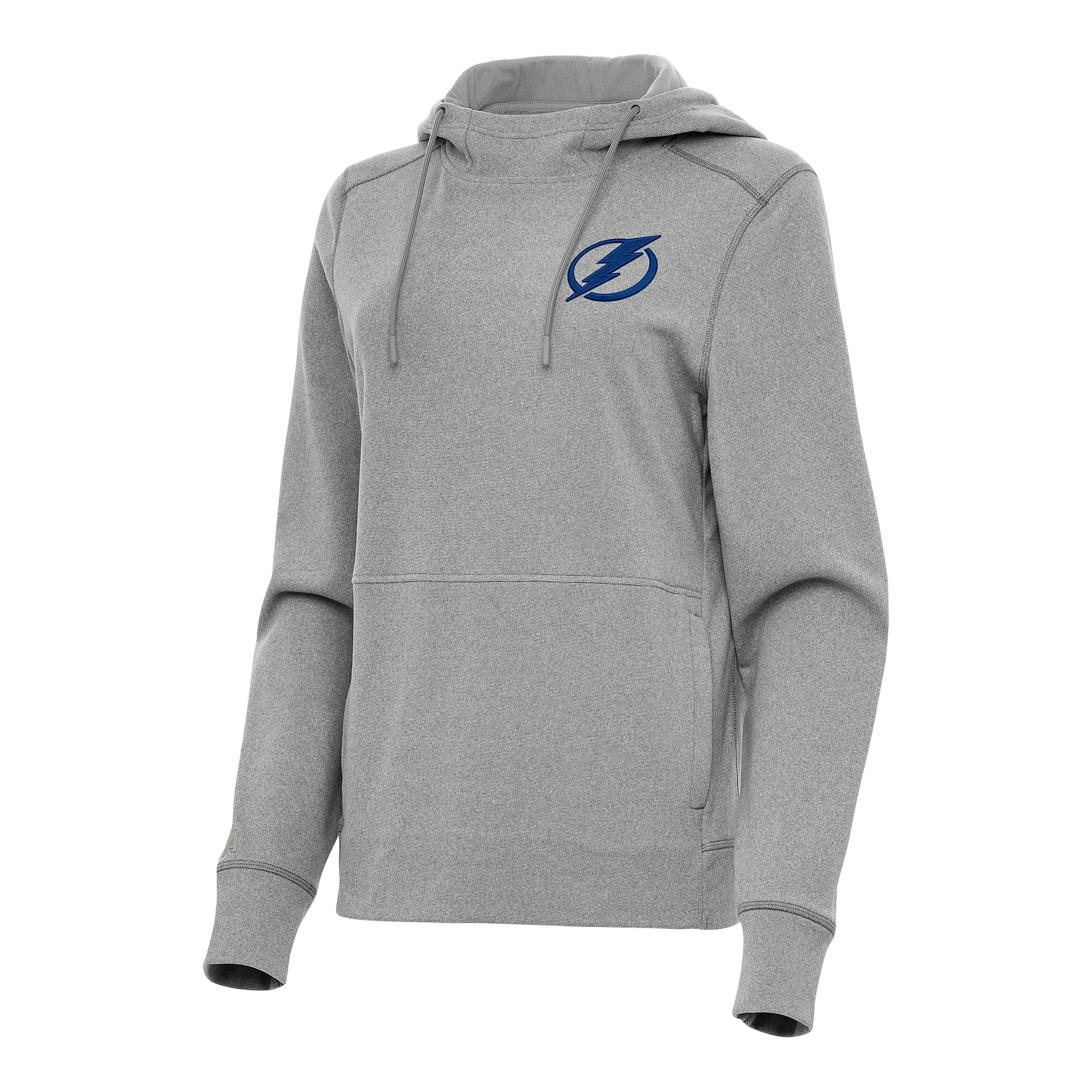 Women's Antigua Heather Gray Tampa Bay Lightning Justice Pullover Hoodie