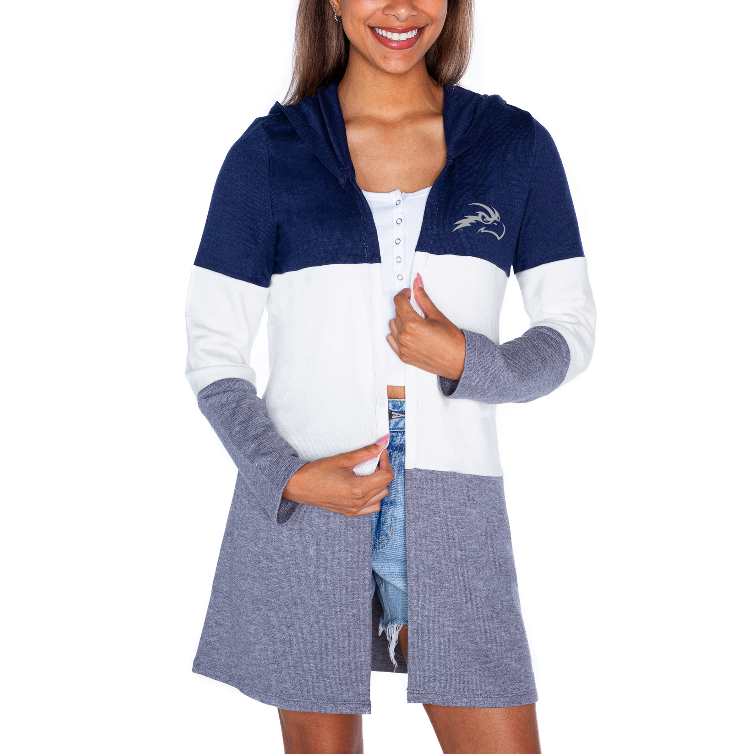Women's Gameday Couture Navy UNF Ospreys Colorblock Hooded Cardigan