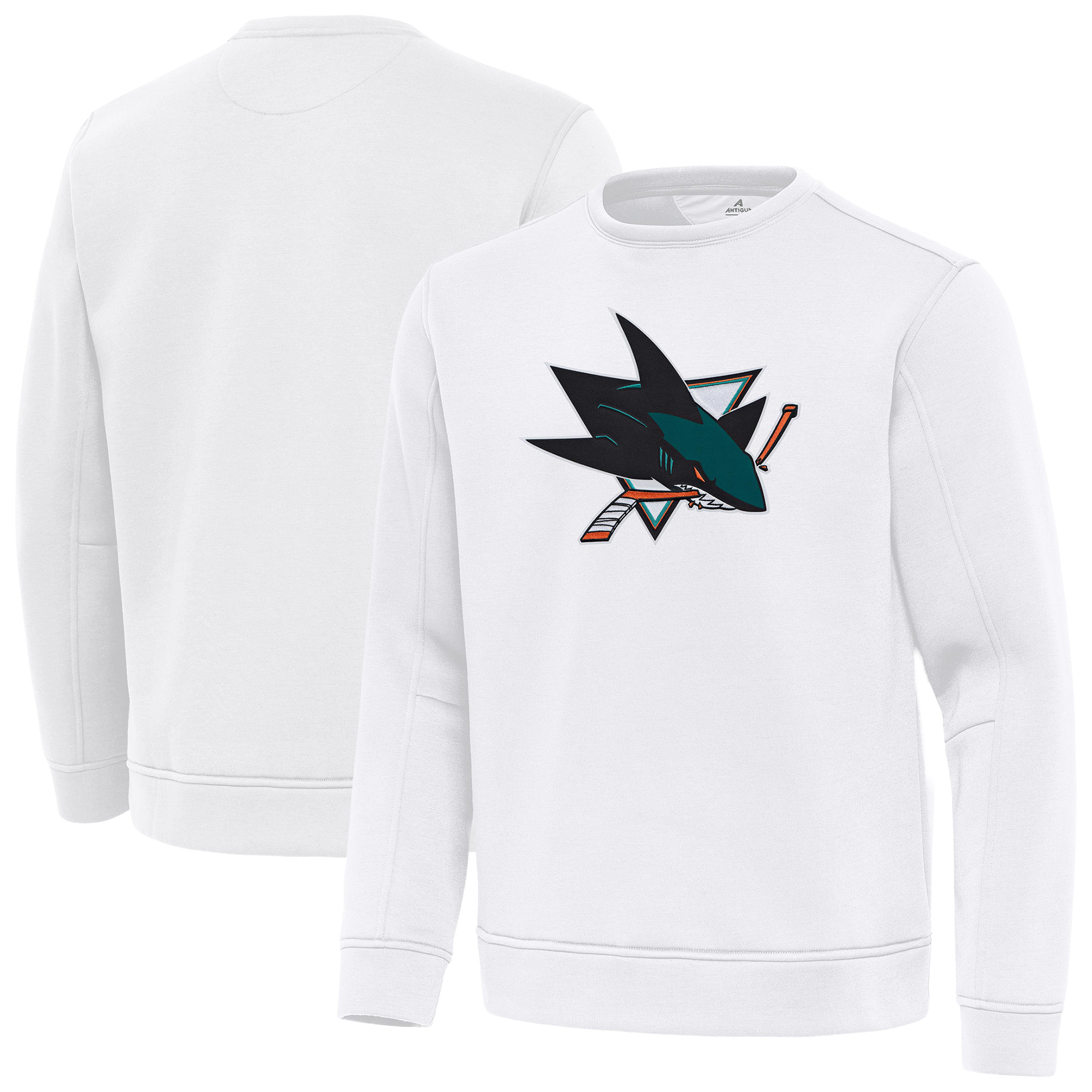 Men's Antigua White San Jose Sharks Relevant Lightweight Pullover Sweatshirt