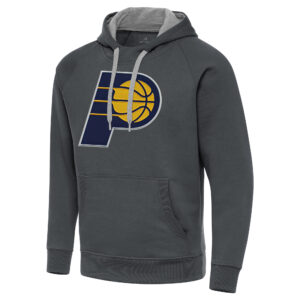 Men's Antigua Charcoal Indiana Pacers Big & Tall Victory Raglan Pullover Hoodie