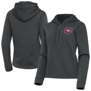Women's Antigua  Pewter Montreal Canadiens Contemporary Quarter-Zip Hoodie