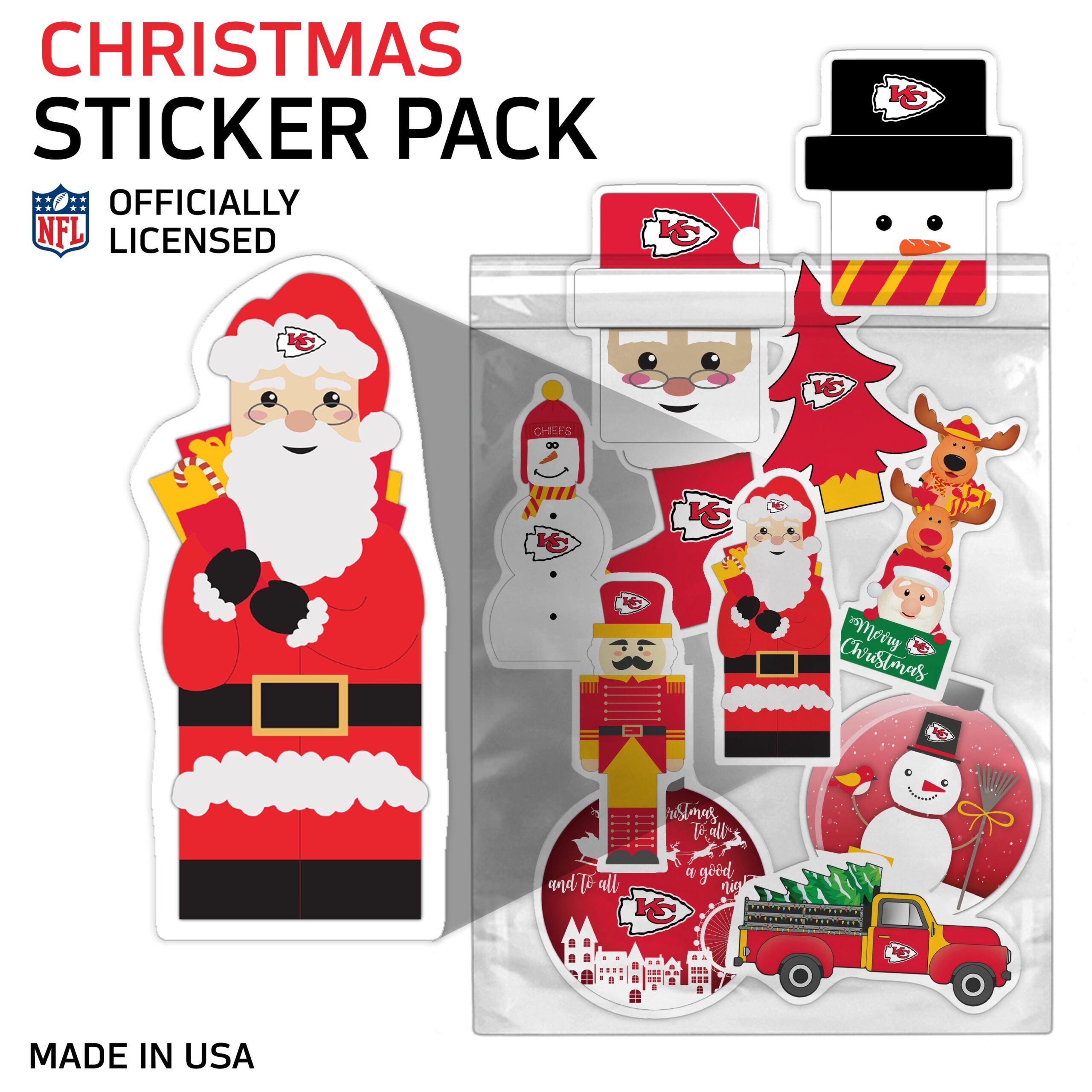 Kansas City Chiefs Holiday Sticker Set