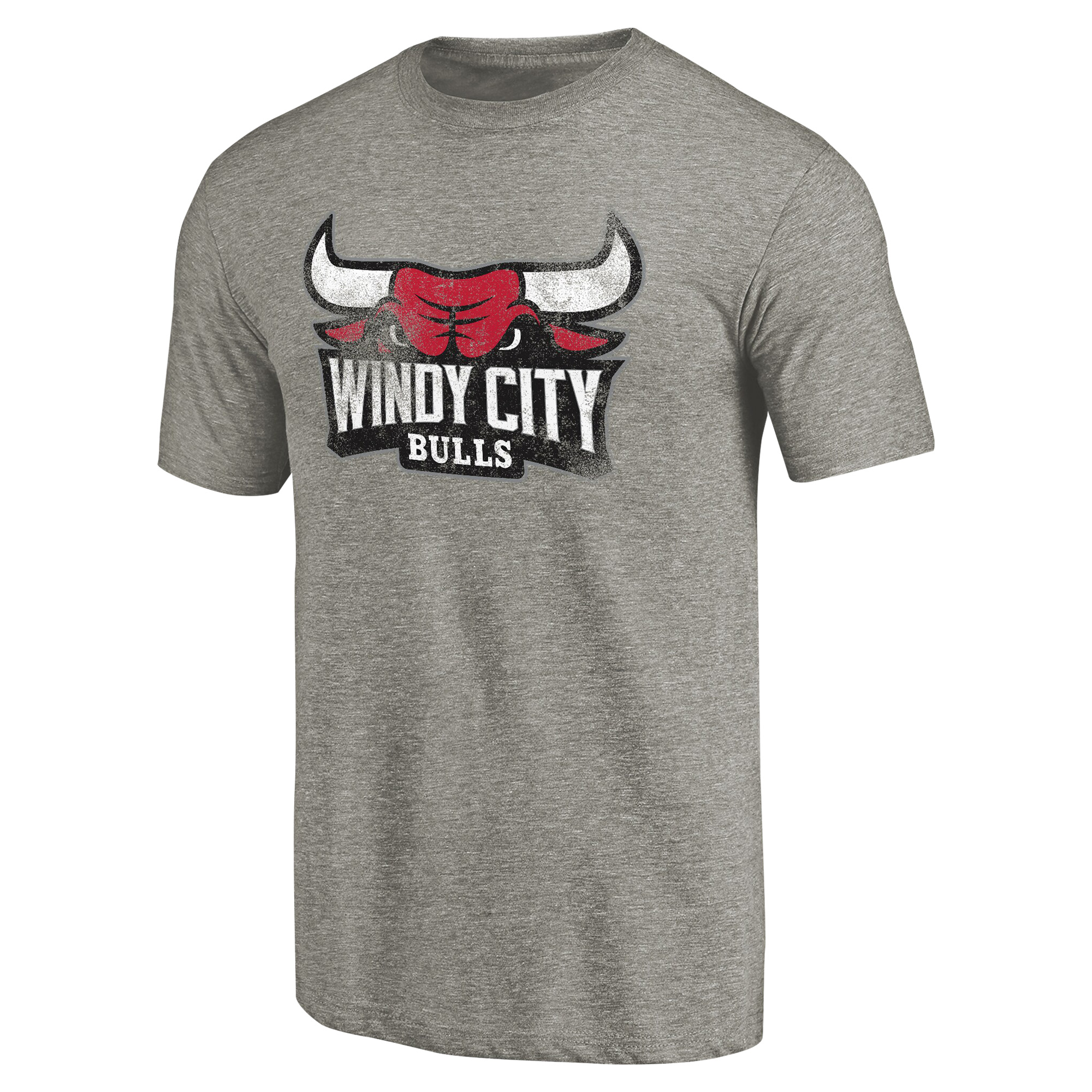 Men's Gray Windy City Bulls Distressed Primary Tri-Blend T-Shirt - Image 3