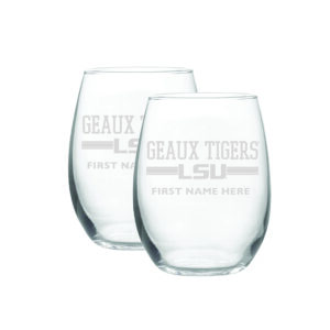LSU Tigers Two-Pack 21oz. Personalized Etched Stemless Wine Glass
