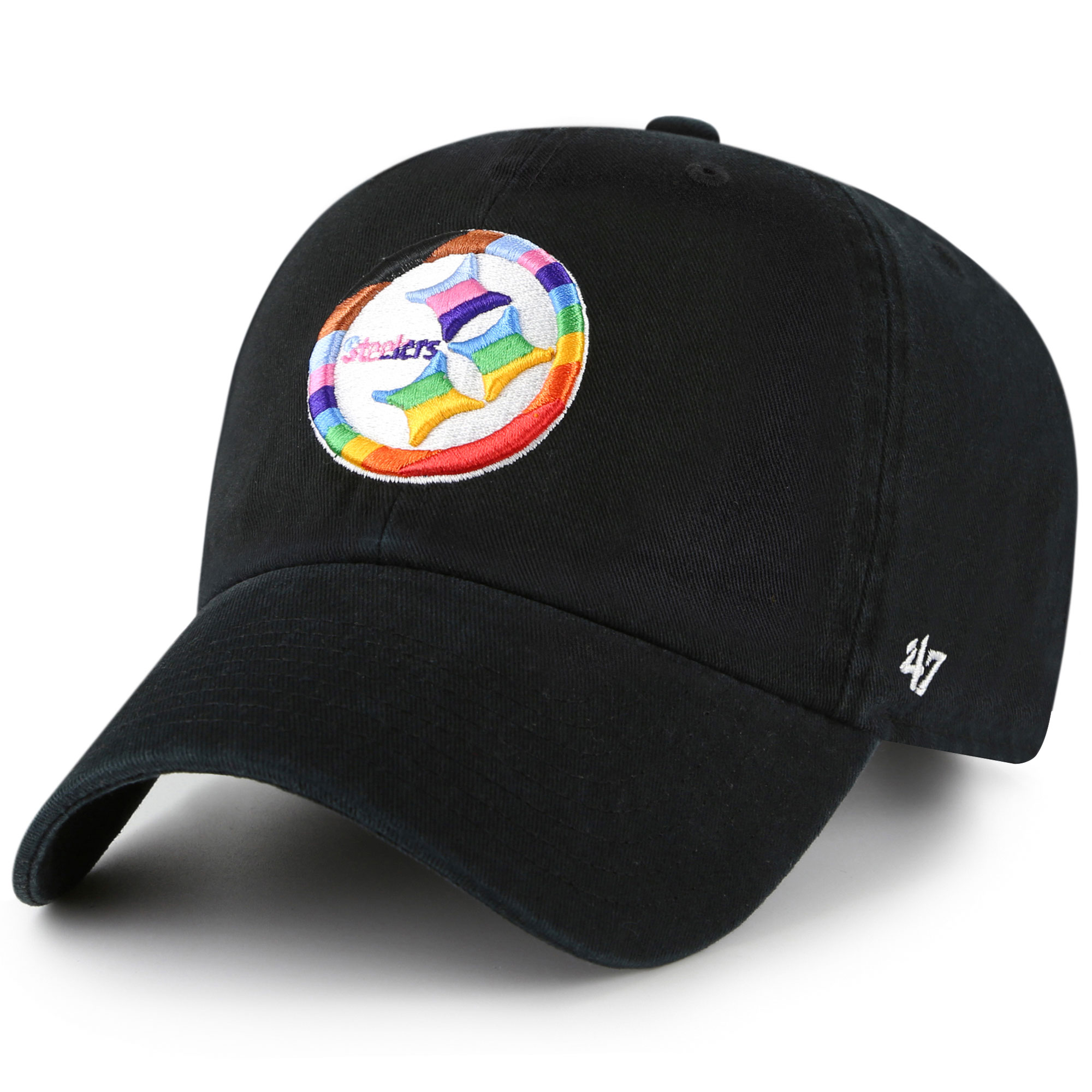 Men's '47 Black Pittsburgh Steelers Team Pride Clean Up Adjustable Hat - Image 4