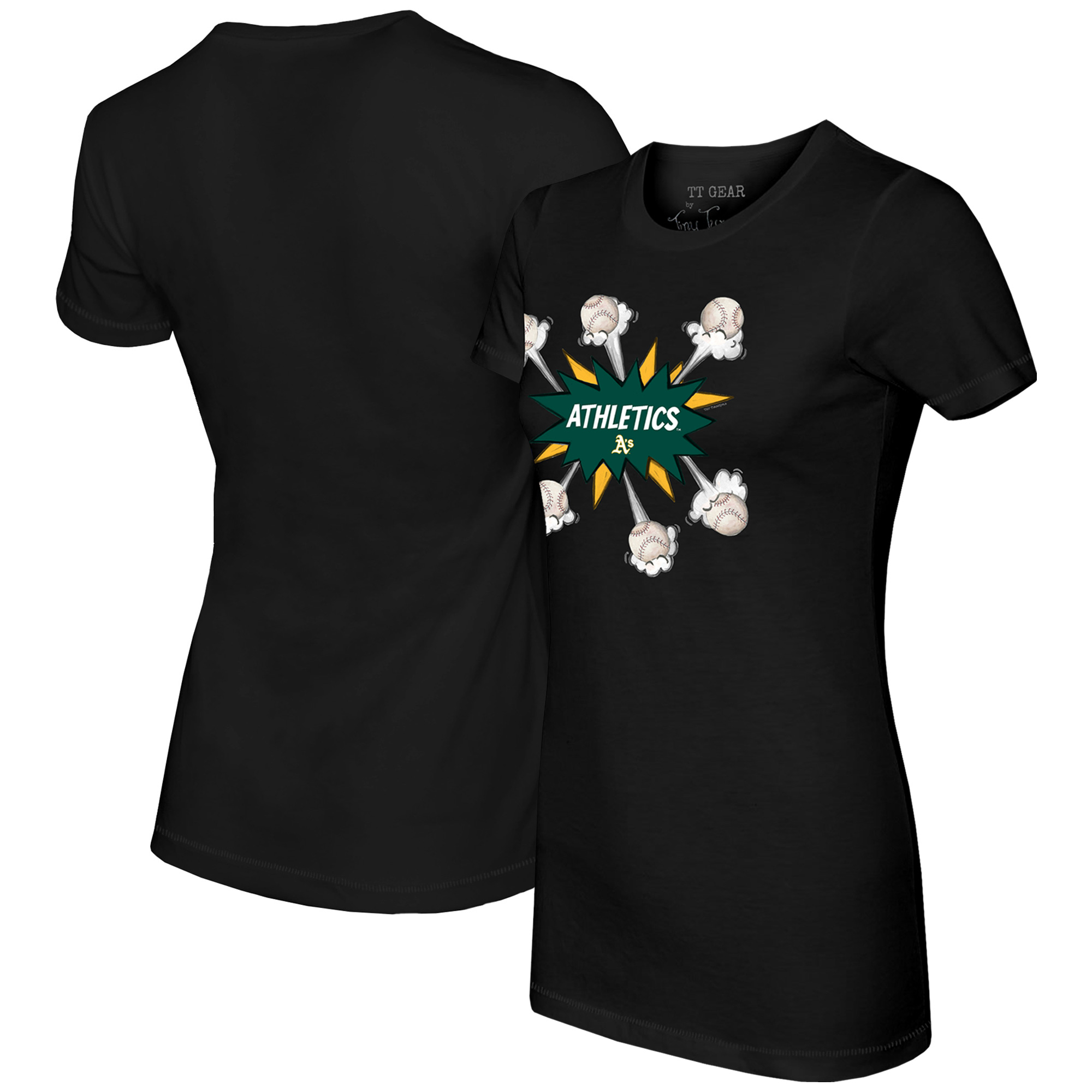 Women's Tiny Turnip Black Oakland Athletics Baseball Pow T-Shirt