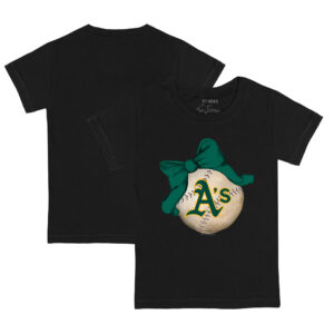 Infant Tiny Turnip Black Athletics Baseball Bow T-Shirt
