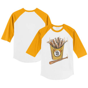 Infant Tiny Turnip White/Gold San Diego Padres Hot Bats Raglan 3/4 Sleeve T-Shirt