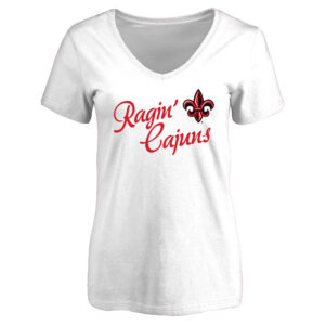 Women's White Louisiana-Lafayette Ragin Cajuns Dora V-Neck T-Shirt