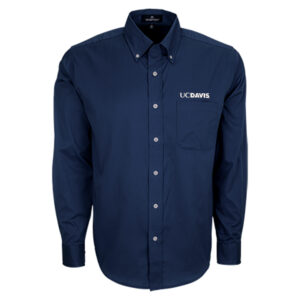 Men's Navy UC Davis Aggies Wicked Woven Long Sleeve Button-Down Shirt