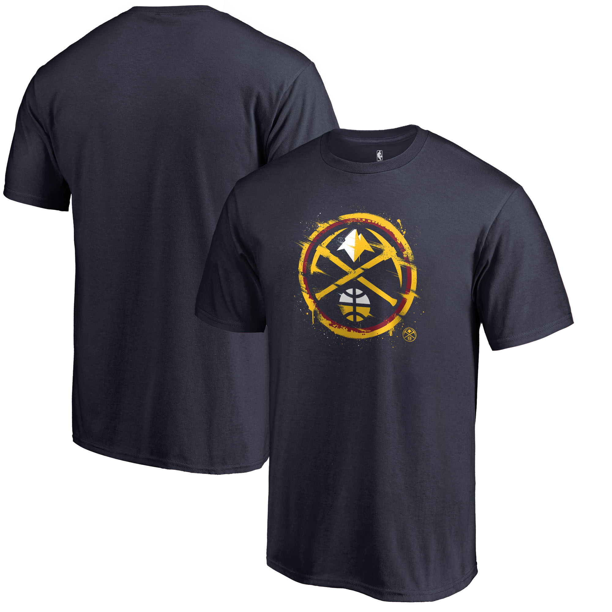 Men's Navy Denver Nuggets Splatter Logo T-Shirt - Image 2