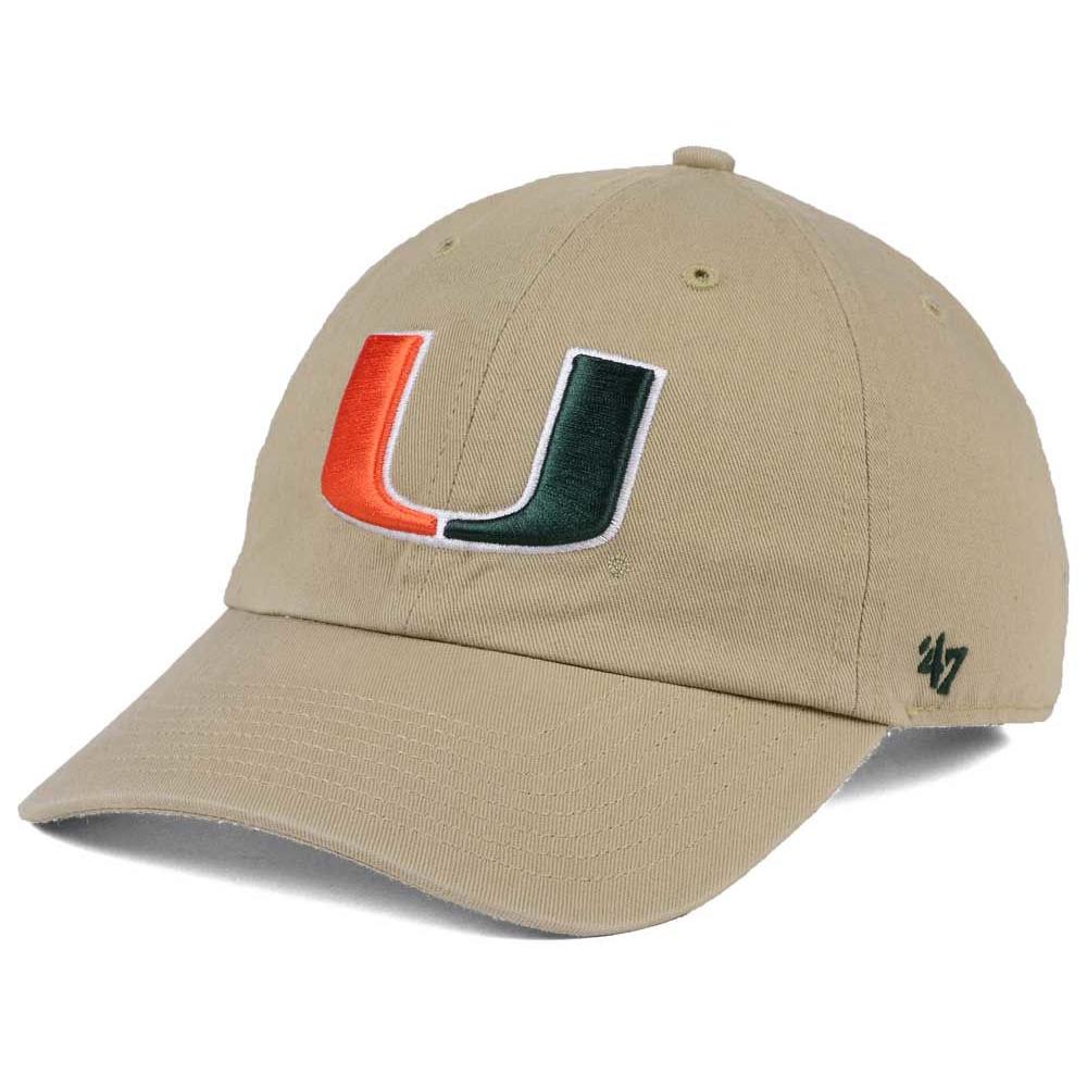 Men's '47 Khaki Miami Hurricanes Vintage Clean Up Adjustable Hat - Image 2