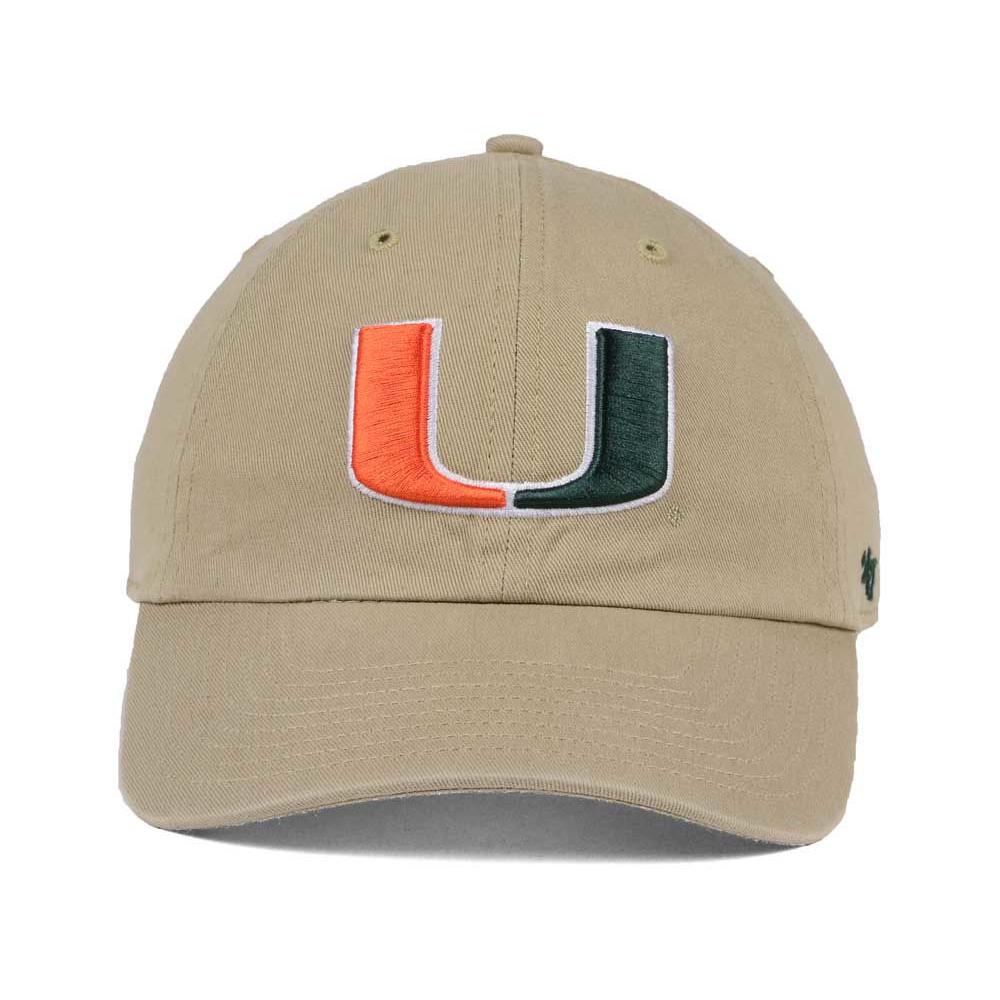 Men's '47 Khaki Miami Hurricanes Vintage Clean Up Adjustable Hat - Image 3