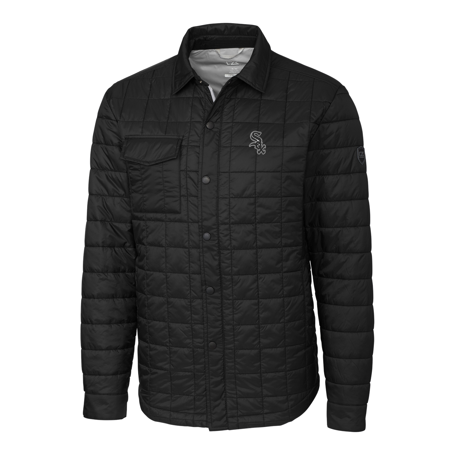 Men's Cutter & Buck Black Chicago White Sox Big & Tall Rainier Shirt Jacket